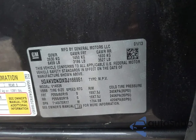 5GAKVDKDXDJ166951: 44059338