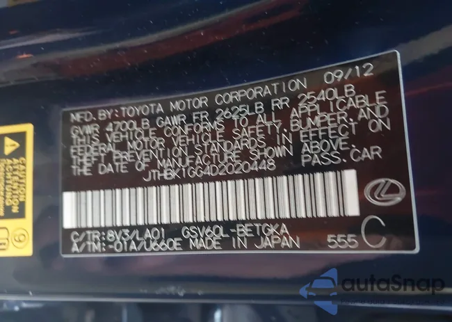 JTHBK1GG4D2020448: 44060630