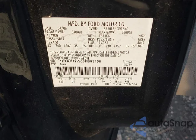 1FTRX12W68FB93158: 44060677