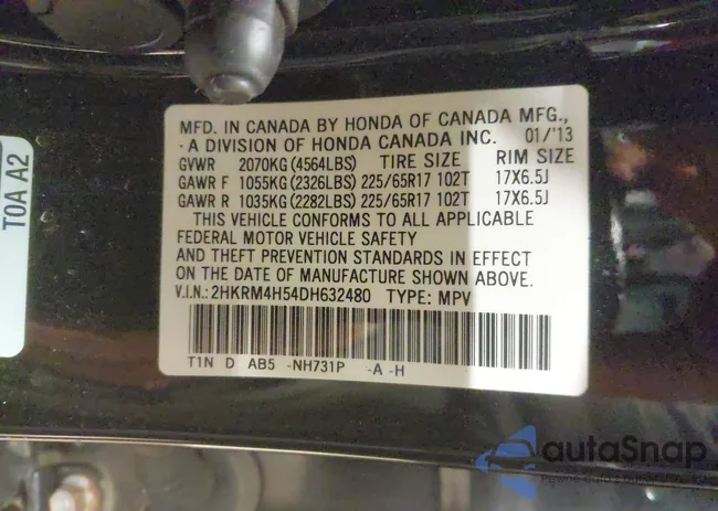 2HKRM4H54DH632480: 44060906