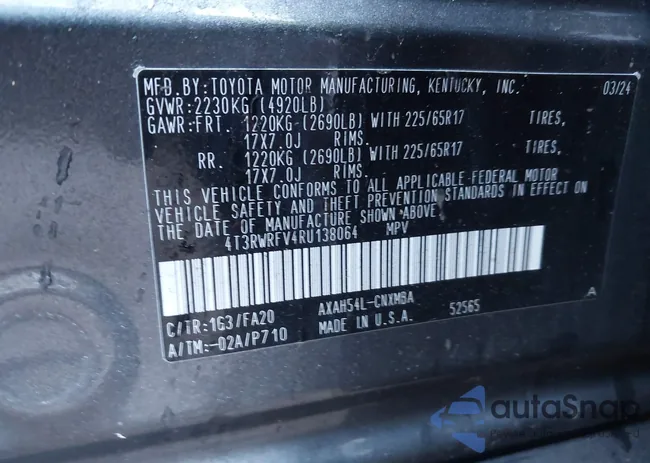 4T3RWRFV4RU138064: 44060923