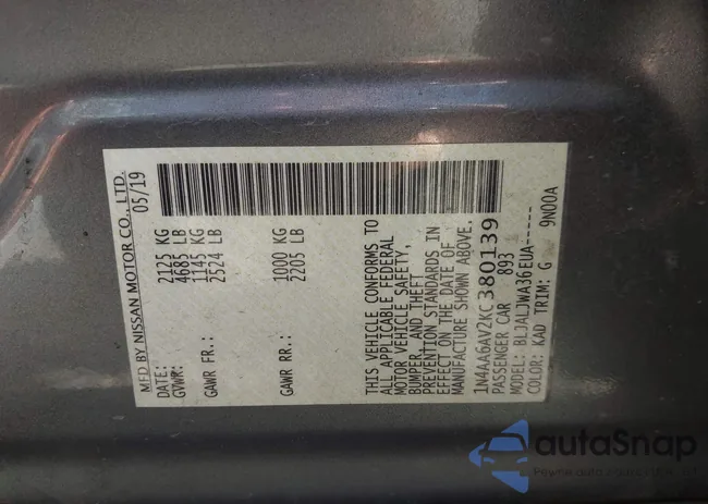 1N4AA6AV2KC380139: 44061138