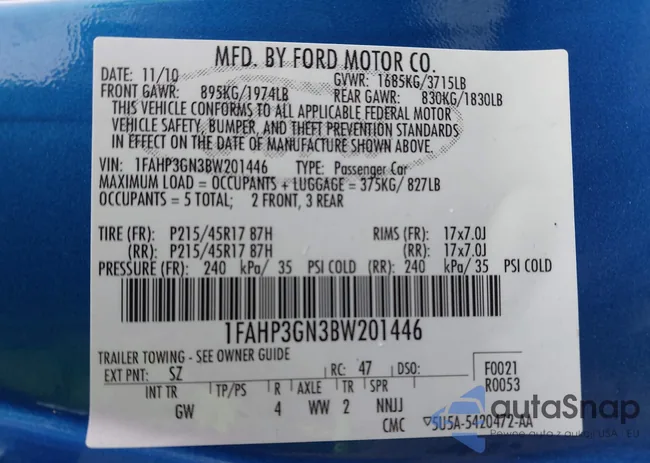 1FAHP3GN3BW201446: 44060441