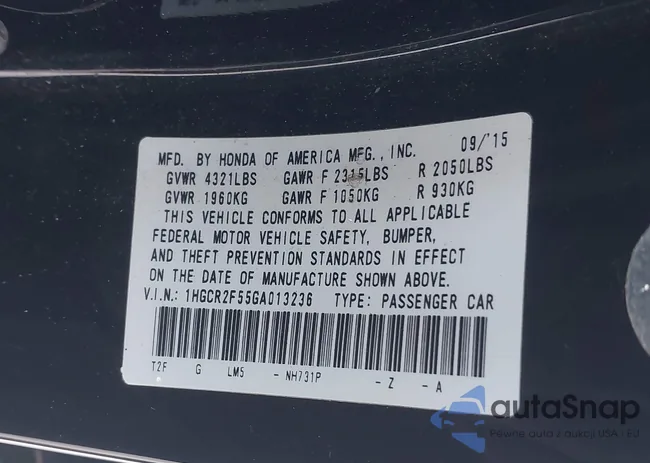 1HGCR2F55GA013236: 44061653