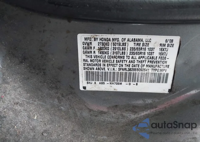 5FNRL38288B092641: 44061807