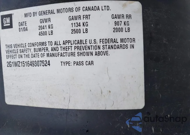 2G1WZ151649307524: 44061960