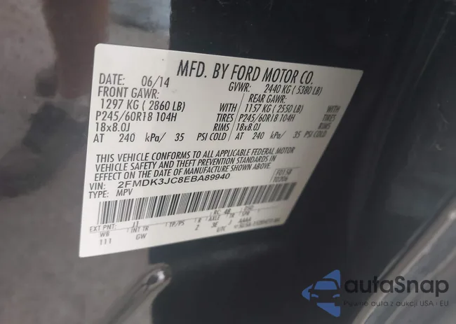 2FMDK3JC8EBA89940: 44062011