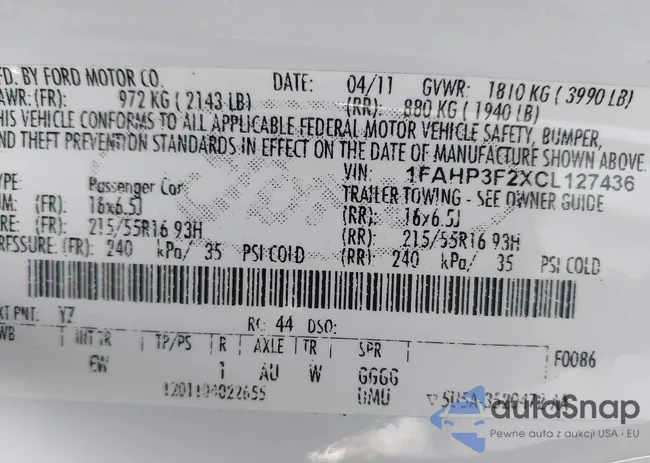 1FAHP3F2XCL127436: 44062054