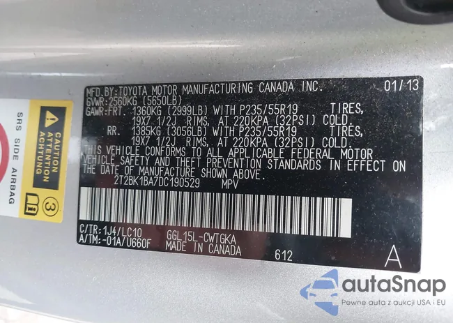 2T2BK1BA7DC190529: 44062132