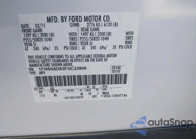 1FM5K8D83FGC23806: 44062135