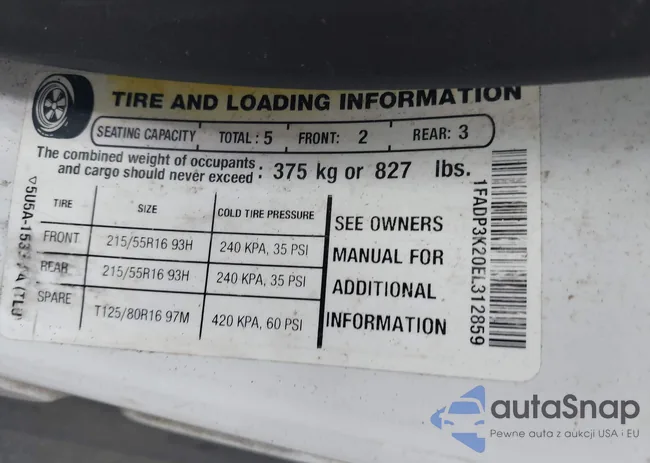 1FADP3K20EL312859: 44061362