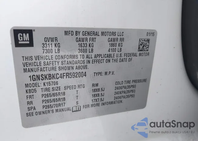 1GNSKBKC4FR592004: 44061373