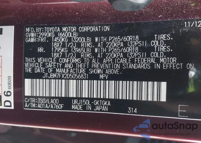 JTJBM7FX2D5056831: 44061454