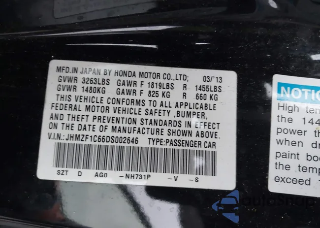 JHMZF1C66DS002646: 44061563