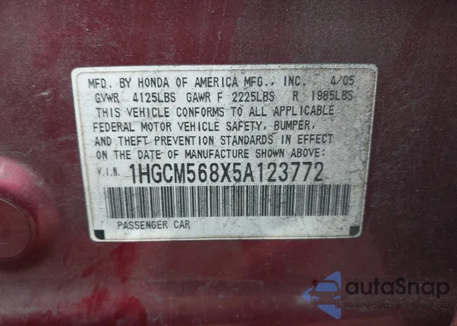 1HGCM568X5A123772: 44062246