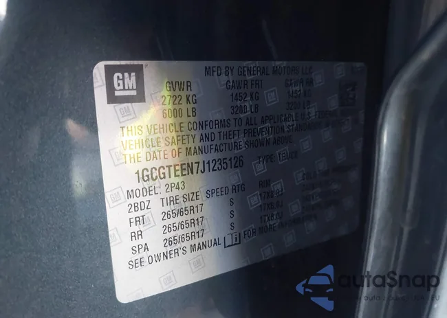 1GCGTEEN7J1235126: 44062342