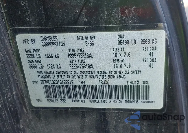 3B7HC13Z3TG138612: 44063638