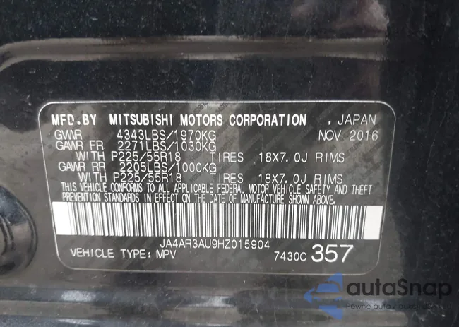 JA4AR3AU9HZ015904: 44063643