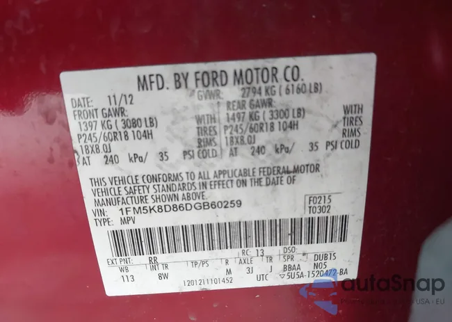 1FM5K8D86DGB60259: 44063922