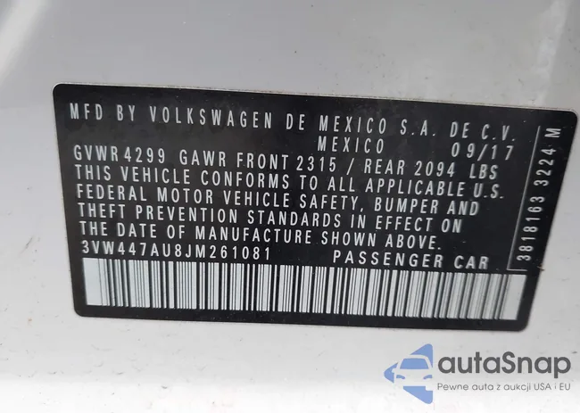 3VW447AU8JM261081: 44063409