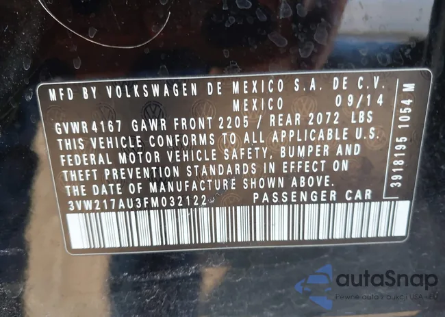 3VW217AU3FM032122: 44063441