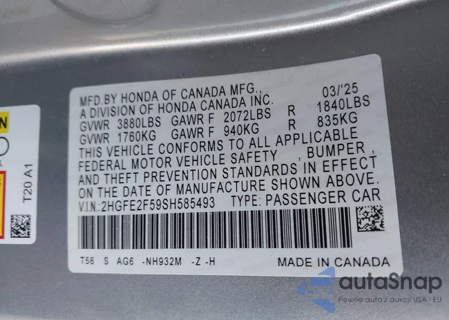 2HGFE2F59SH585493: 44064889