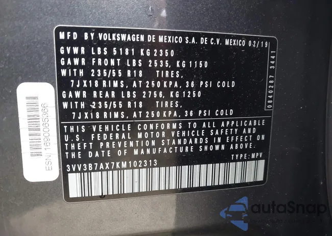 3VV3B7AX7KM102313: 44064928