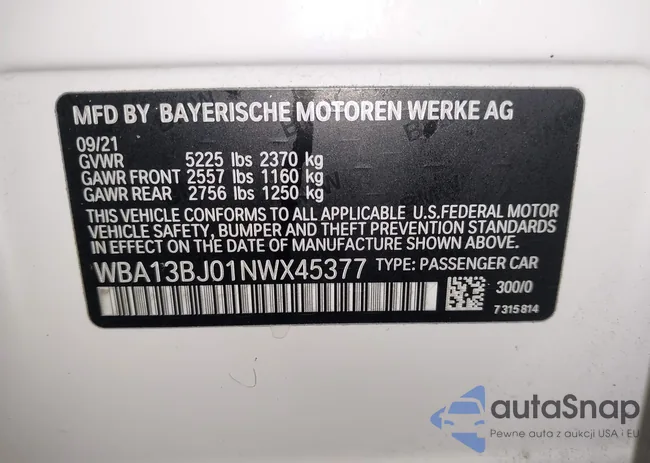 WBA13BJ01NWX45377: 44064959