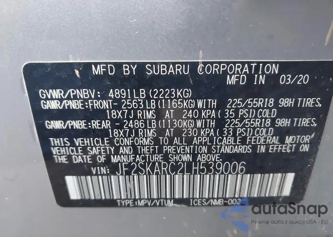 JF2SKARC2LH539006: 44065034