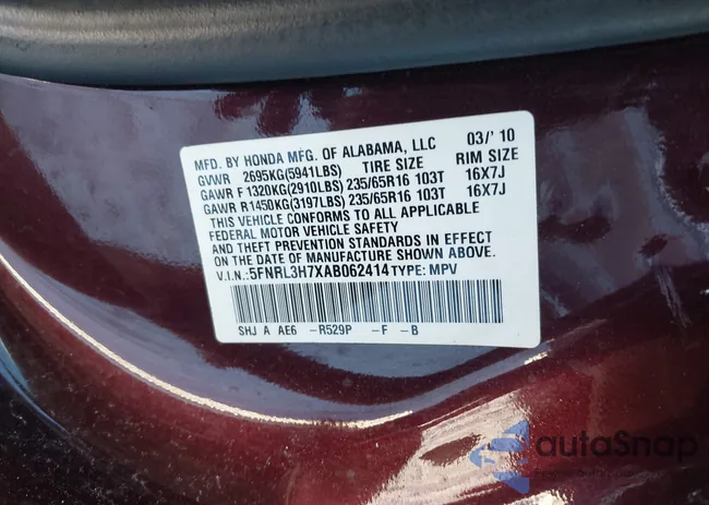 5FNRL3H7XAB062414: 44065138