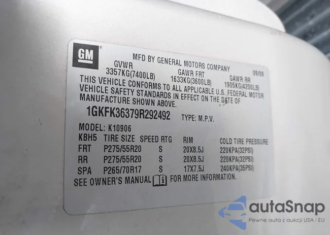 1GKFK36379R292492: 44064249