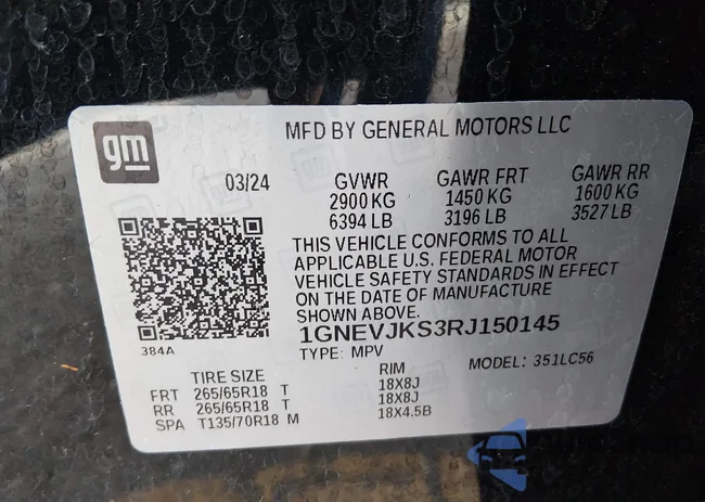 1GNEVJKS3RJ150145: 44064258