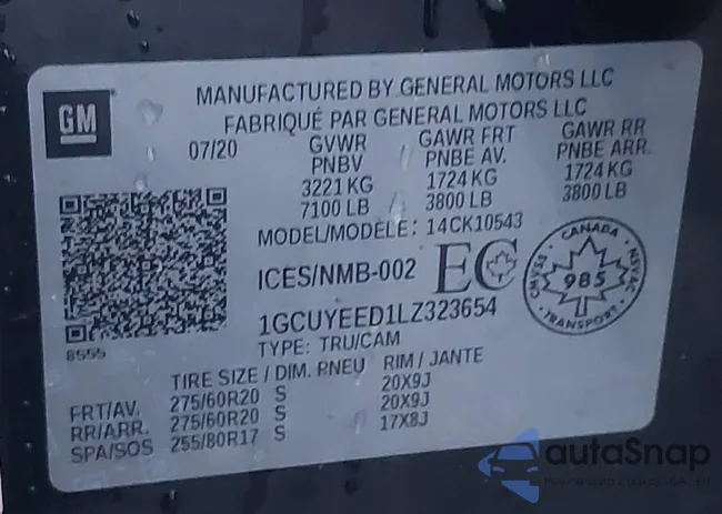 1GCUYEED1LZ323654: 44064363