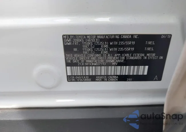 2T3C1RFV3KW027113: 44065607