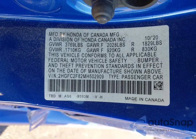 2HGFC2F82MH502909: 44065706