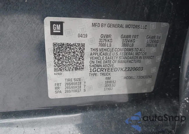 1GCRYEED7KZ320603: 44065731