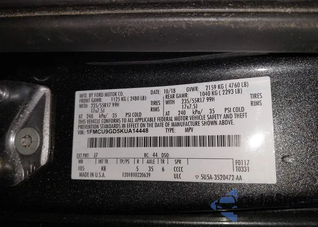 1FMCU9GD5KUA14448: 44065799