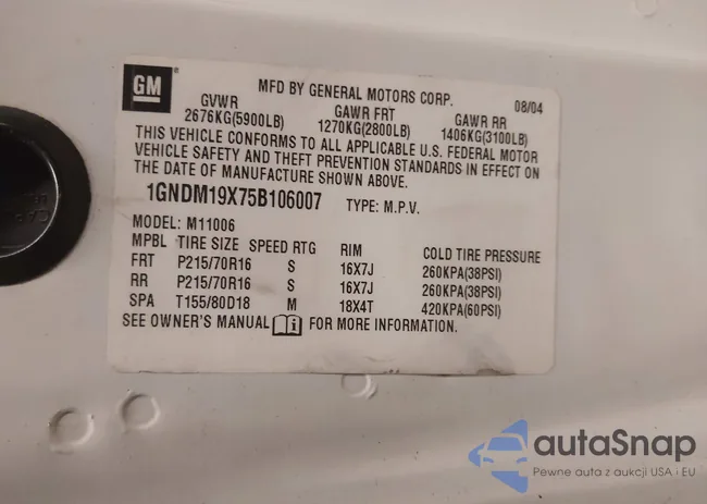 1GNDM19X75B106007: 44065889