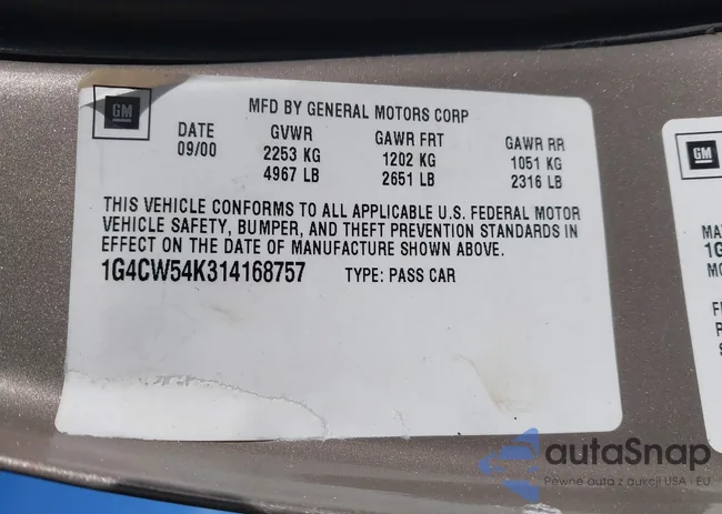 1G4CW54K314168757: 44066171