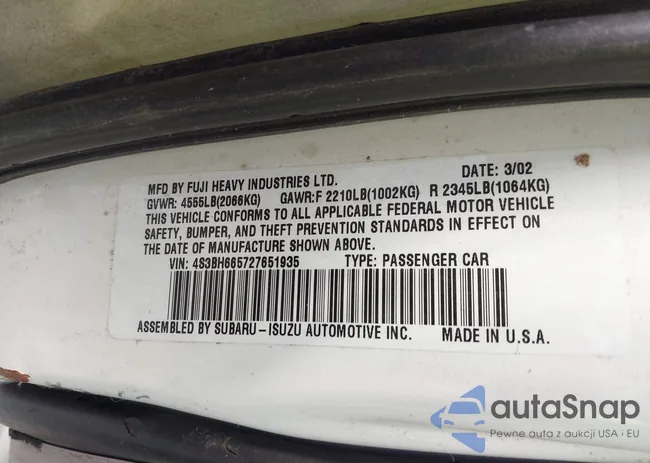 4S3BH665727651935: 44065346