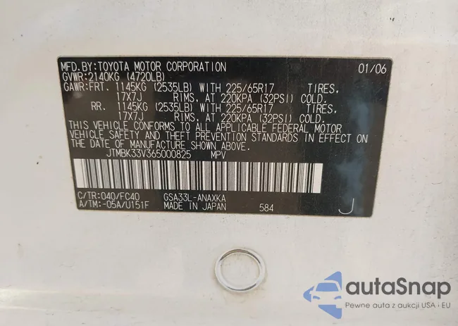 JTMBK33V365000825: 44065366