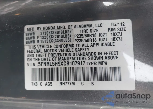 5FNRL5H9XCB107917: 44067088
