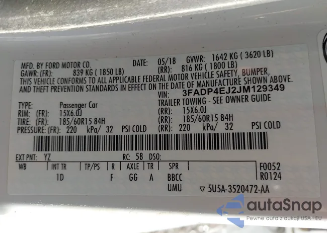 3FADP4EJ2JM129349: 44067101