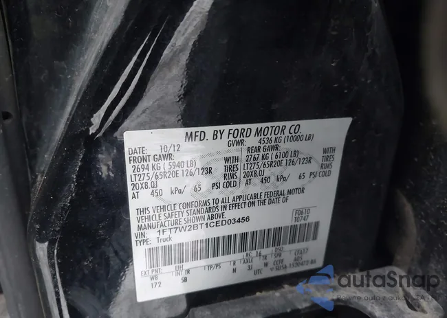 1FT7W2BT1CED03456: 44067148