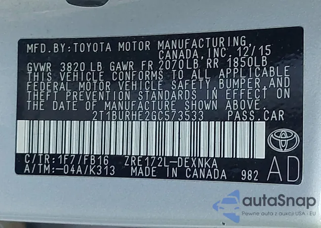 2T1BURHE2GC573533: 44066221