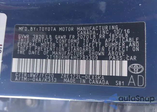 2T1BURHE4HC783309: 44067737