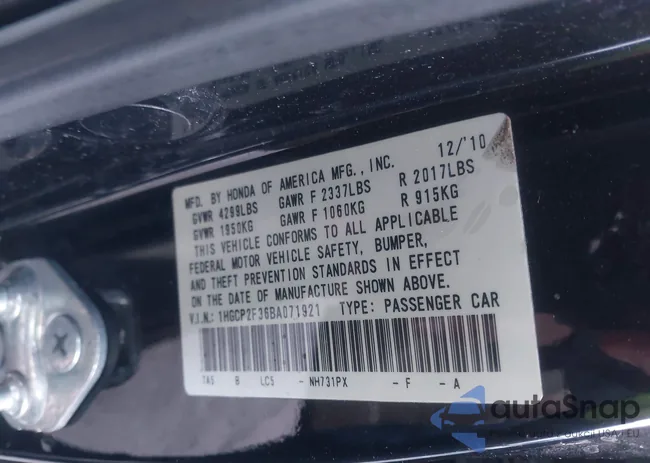 1HGCP2F36BA071921: 44067751