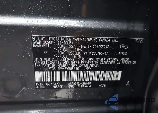 2T3P1RFV4SW608346: 44067894