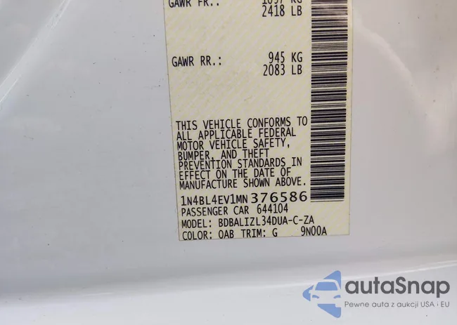 1N4BL4EV1MN376586: 44067267