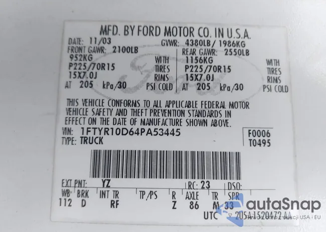 1FTYR10D64PA53445: 44068683